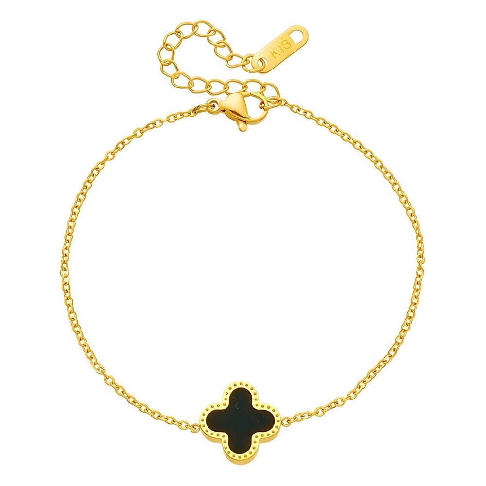 Gold Plated Clover Bracelet Stainless Steel Minimalist Dainty Trendy Everyday